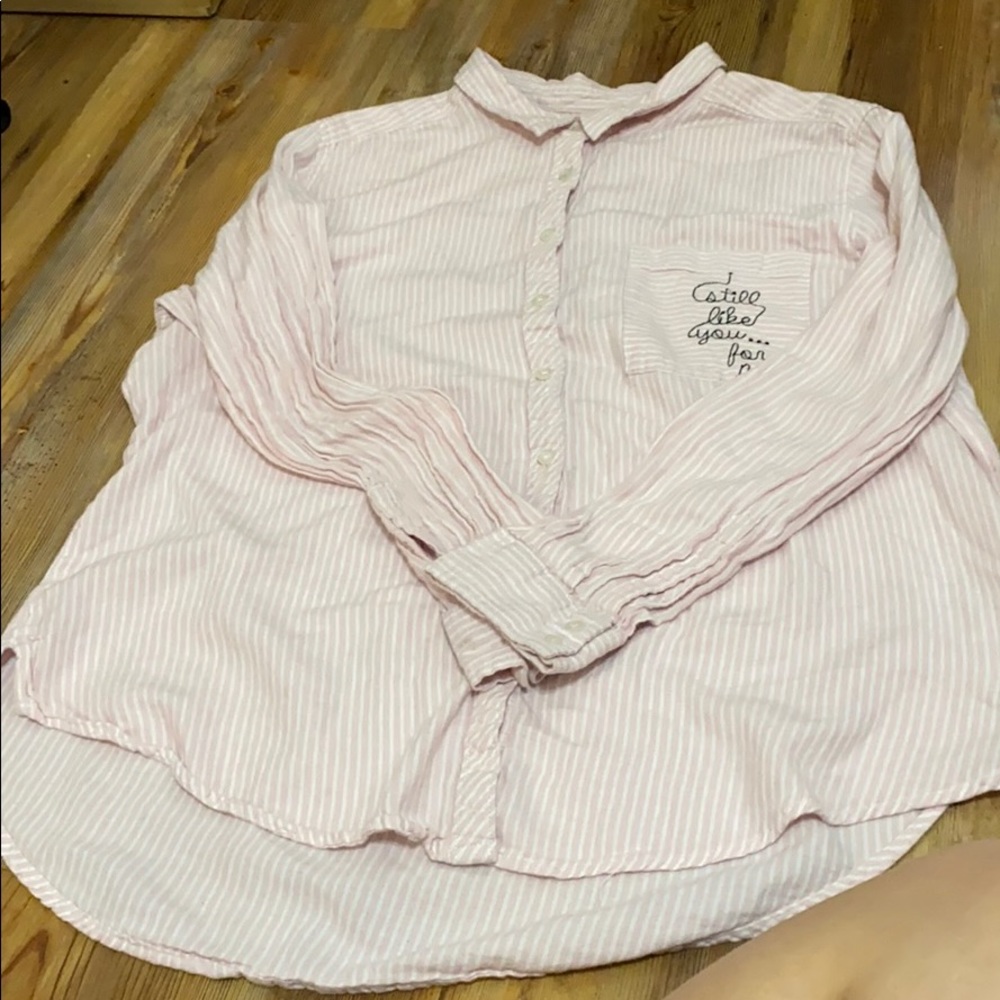Pink button down shirt